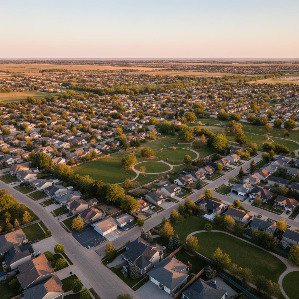 South Fargo residential neighborhood with tree-lined streets and homes